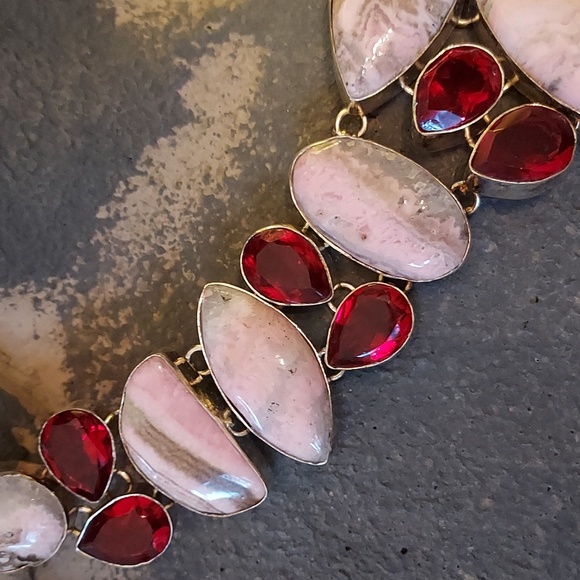 Robin's Nest Rhodonite Bohemian Goddess Divine Feminine Statement Necklace - Picture 6 of 10